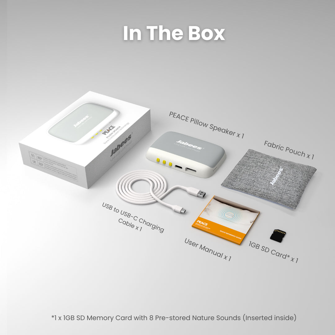 Jabees PEACE Pillow Speaker - Ultra-Thin Bone Conduction Sleep Speaker for Comfortable and Healthy Bedtime Audio